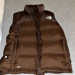 The North Face Vest brown puffer jacket
